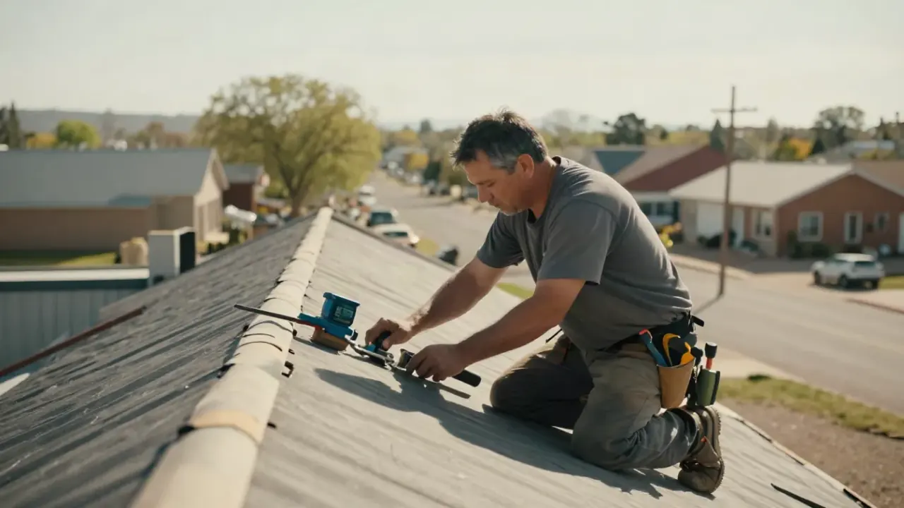 Roof Repair in Prescott, Arizona: Roof Repair professional in the middle of a typical job, focused on the work